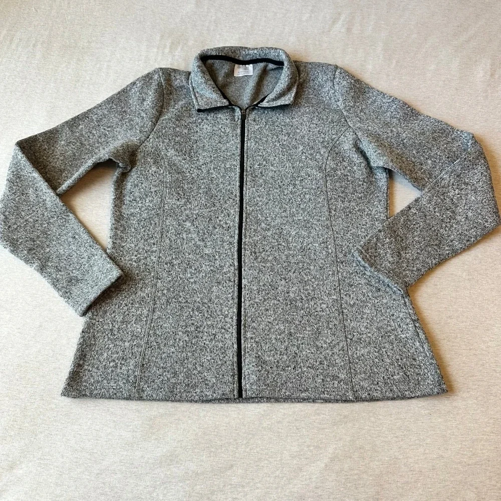 Danskin Now Girls XL‎ 16-18 Heather Grey Full Zip Sweater Jacket Thumbholes Mock